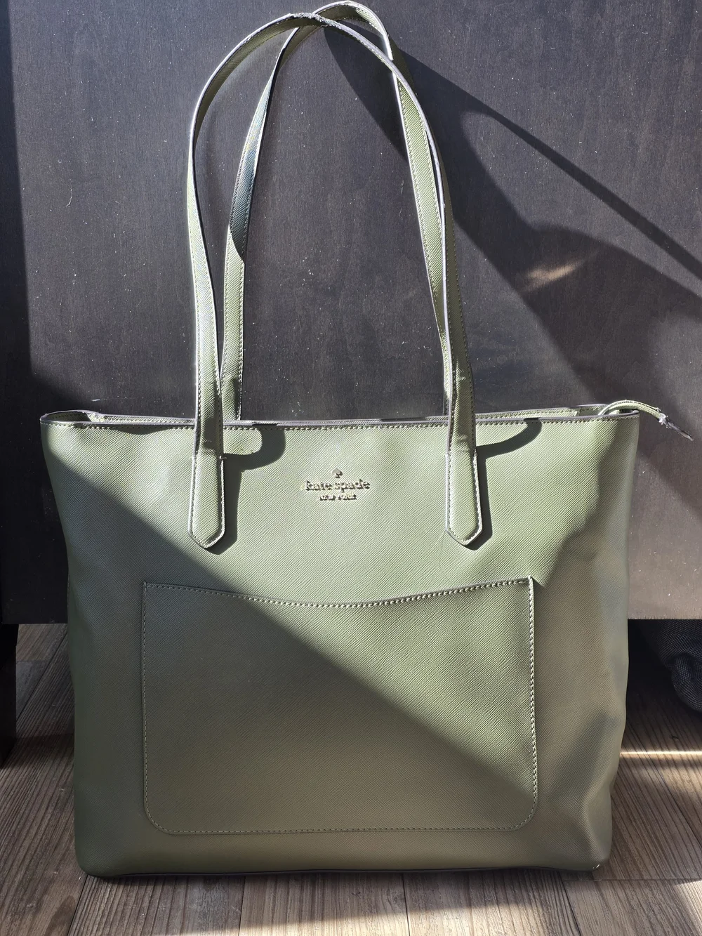 Kate Spade New York Olive Green Leather Tote Bag